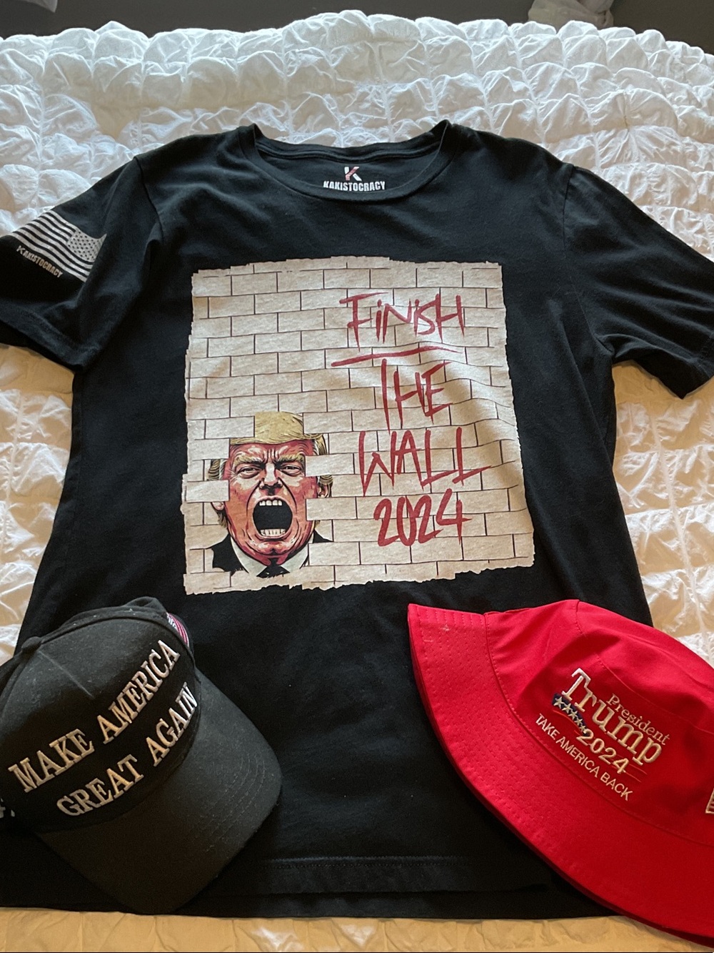 Black Graphic Political Tee with Red Accent